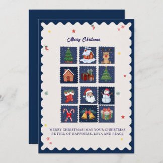 Modern Scandi with Festive Icons Flat Holiday Card Julkort