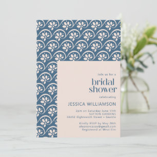 Modern Scandinavian Blue Blommigt Möhippa Inbjudningar
