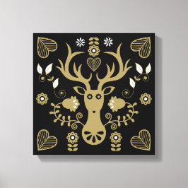 Modern Scandinavian FolArt Hjort Canvastryck