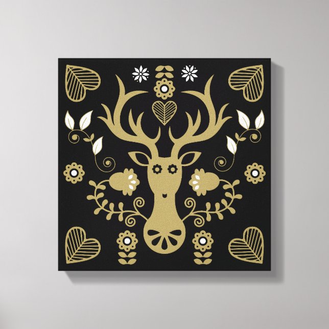 Modern Scandinavian FolArt Hjort Canvastryck (Framsida)