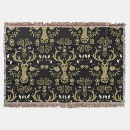 Modern Scandinavian FolArt Hjort Filt