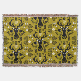 Modern Scandinavian FolArt Hjort Filt