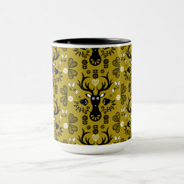 Modern Scandinavian FolArt Hjort Mugg