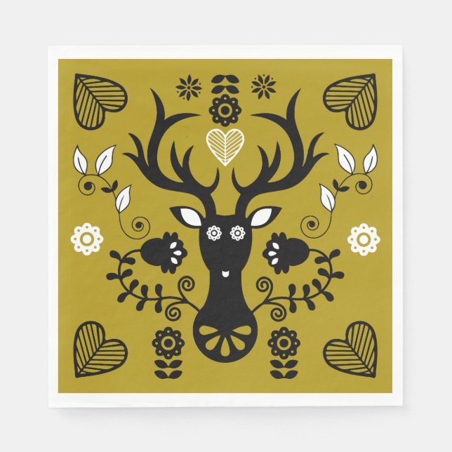 Modern Scandinavian FolArt Hjort Pappersservett (Framsidan)