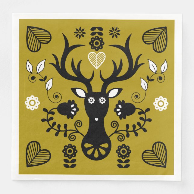 Modern Scandinavian FolArt Hjort Pappersservett (Framsida)