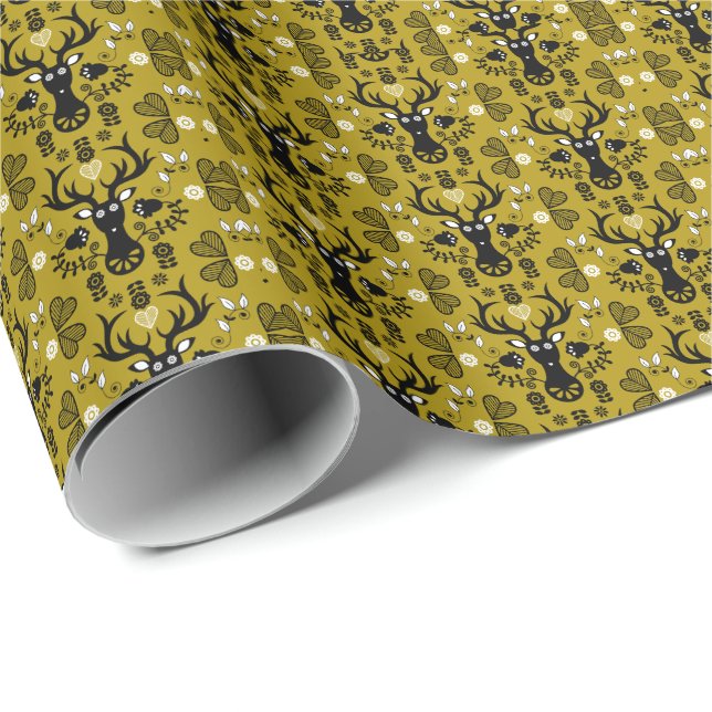 Modern Scandinavian FolArt Hjort Presentpapper (Rullad Hörn)