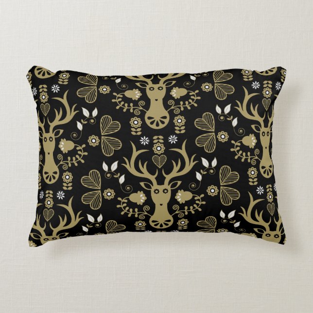 Modern Scandinavian FolArt Hjort Prydnadskudde (Framsidan)