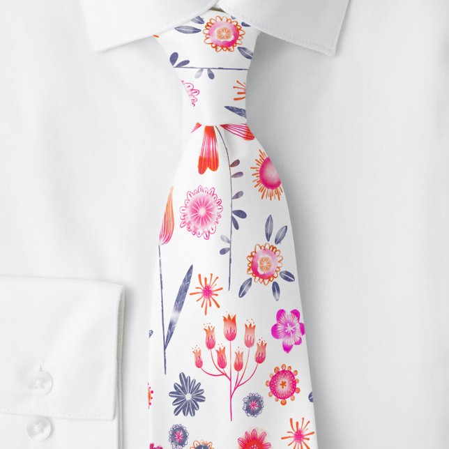 Modern Scandinavian Vild Flower Slips (Modern Scandinavian Wildflower pattern art neck tie)