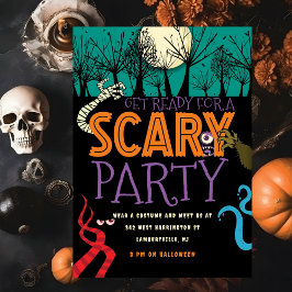 Modern Scary Spooky Halloween Costume Kids Party Inbjudningar