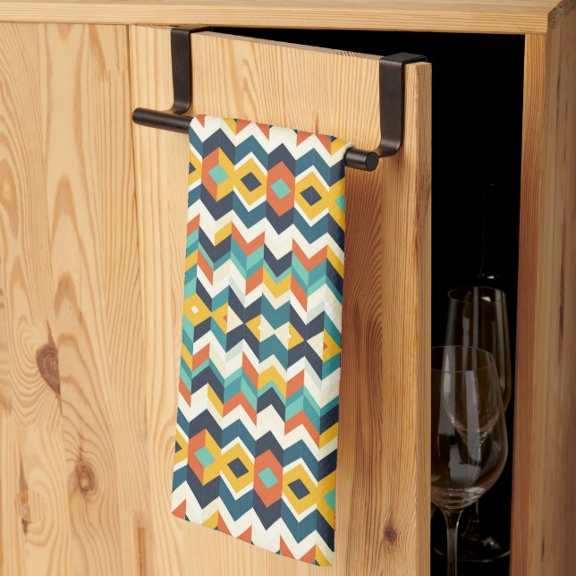 modern schevron Geometric mönster Kökshandduk (Thirds Fold)