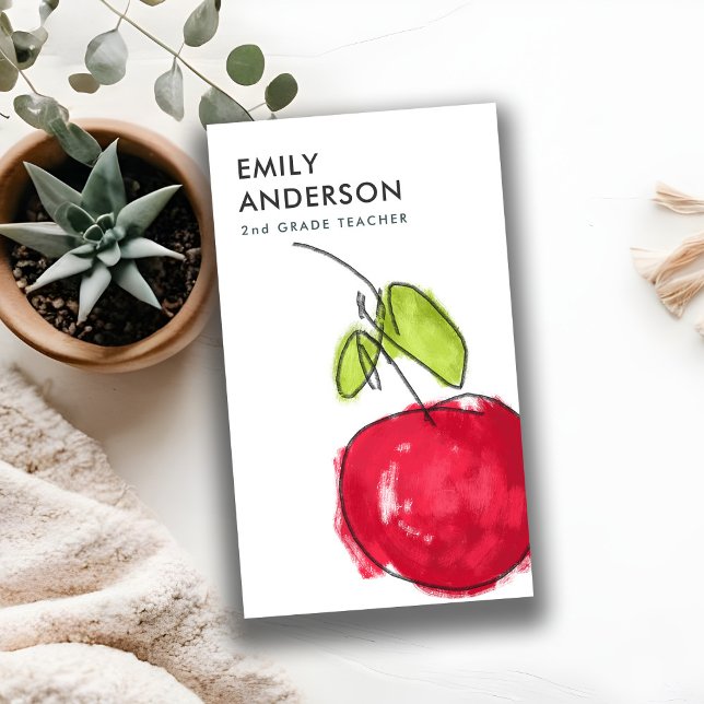 MODERN SCHOOL TEACHER OIL PAINT HAND PLOCKADE APPL VISITKORT (Skapare uppladdad)