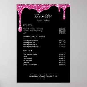 Modern Schwarz-Rosa Glitter Preislyssning Poster