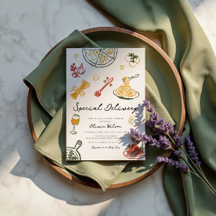 Modern Scribble Italiana Baby Shower Inbjudningar