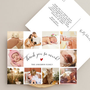 Modern Script 10 Foto Collage Ny Baby Tack Vykort