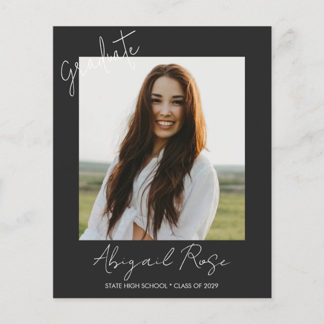 Modern Script 2023 Foto Avgångsfest Inbjudan (Framsida)