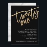 MODERN SCRIPT, 21:a party guld glitter svart Inbjudningar<br><div class="desc">by kat masard >> https://linktr.ee/simplysweetpaperie <<< A trendig, hand-letted request design for your 21ST BIRTHDAY - Jag har de flesta åldrar tillgängliga i butik TIP: 1. Om du vill ändra/flytta grafik & typsnitt och lägga till mer text - slått knappen "anpassa". - - - - - - - - -...</div>