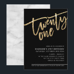 MODERN SCRIPT, 21:a party guld glitter svart Inbjudningar<br><div class="desc">by kat masard >> https://linktr.ee/simplysweetpaperie <<< A trendig, hand-letted request design for your 21ST BIRTHDAY - Jag har de flesta åldrar tillgängliga i butik TIP: 1. Om du vill ändra/flytta grafik & typsnitt och lägga till mer text - slått knappen "anpassa". - - - - - - - - -...</div>