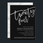 MODERN SCRIPT 24-årsdag svart silver glitter Inbjudningar<br><div class="desc">by kat masard >> https://linktr.ee/simplysweetpaperie <<< A trendig, hand-letted request design for your 24TH BIRTHDAY - Jag har de flesta åldrar tillgängliga i butik TIP: 1. Om du vill ändra/flytta grafik & typsnitt och lägga till mer text - slått knappen "anpassa". - - - - - - - - -...</div>