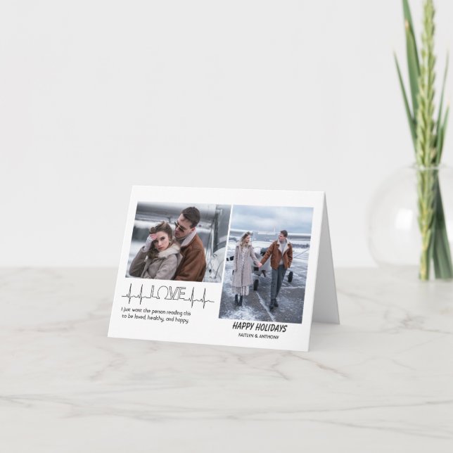 Modern Script 2 Foto Collage Vikad Högtidskort Helgkort (Framsida)