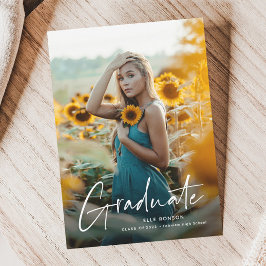 Modern Script 2 Foto Examenfest Inbjudningar