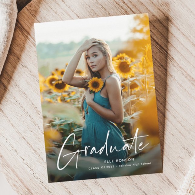 Modern Script 2 Foto Examenfest Inbjudningar (Skapare uppladdad)