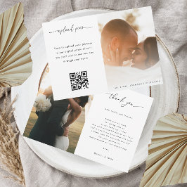 Modern Script 2-fotogalleri QR-kod Bröllop Tack Kort