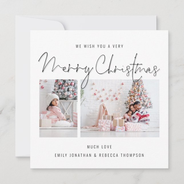 Modern Script 2 Photo God jul Card Anteckningskort (Framsida)