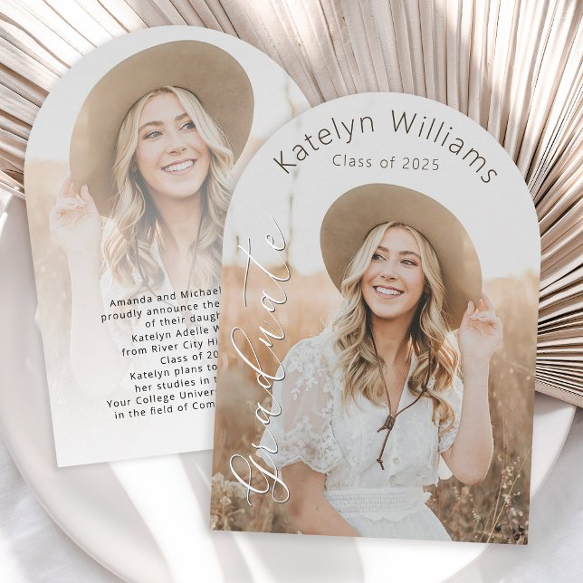 Modern Script 2 Photo Studenten-meddelande Inbjudningar (Available in both printed and instant download digital format.)