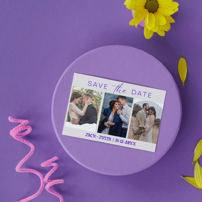 Modern Script 3-fotomallar Spara datumet (Skapare uppladdad)