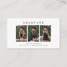 Modern Script 3 Photo Collage Graduation Thank You Tilläggskort