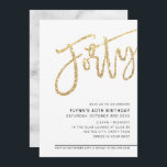MODERN SCRIPT 40-årsdagen party guld glitter Inbjudningar<br><div class="desc">by kat masard >> https://linktr.ee/simplysweetpaperie <<< A trendig, hand-letted request design for your 40TH BIRTHDAY - Jag har de flesta åldrar tillgängliga i butik TIP: 1. Om du vill ändra/flytta grafik & typsnitt och lägga till mer text - slått knappen "anpassa". - - - - - - - - -...</div>