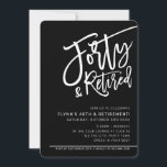 MODERN SCRIPT 40-årsdagen party pensionerade svart Inbjudningar<br><div class="desc">by kat masard >> https://linktr.ee/simplysweetpaperie <<< A trendig, handskriftssymboler för din 40:E BIRTHDAY & Pension! - Jag har de flesta åldrar tillgängliga i TIP: 1. Om du vill ändra/flytta grafik & typsnitt och lägga till mer text - slått knappen "anpassa". - - - - - - - - - -...</div>