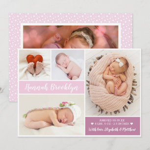 Modern Script 4 Photo Collage Birth Meddelande