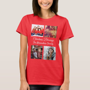 Modern Script 4 Photo Collage Family-jul T Shirt