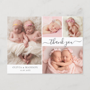 Modern Script 4 Photo Girl Twillingars Baby Tack Vykort