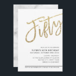 MODERN SCRIPT 50-årsdagen 50 guld glitter Inbjudningar<br><div class="desc">by kat masard >> https://linktr.ee/simplysweetpaperie <<< A trendig, hand-lettered request design for your 50TH BIRTHDAY - Jag har de flesta åldrar tillgängliga i store TIP: 1. Om du vill ändra/flytta grafik & typsnitt och lägga till mer text - slått knappen "anpassa". - - - - - - - - -...</div>