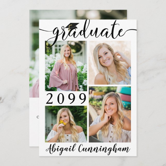 Modern Script 5 Photo Collage Student Meddelande (Fram/baksida)