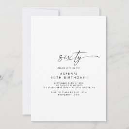 Modern Script 60th Birthday Party Invitation Inbjudningar