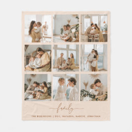 Modern Script 9 Photo Collage Family Namn Fleecefilt