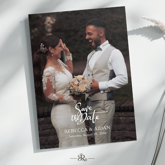 Modern Script All in One Photo Wedding Invitation Inbjudningar (Skapare uppladdad)