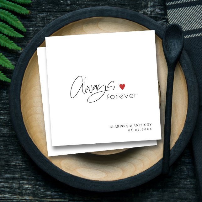 Modern Script Always och Forever Bröllop Napkins Pappersservett (Modern Always and Forever Cocktail Wedding  Napkins)