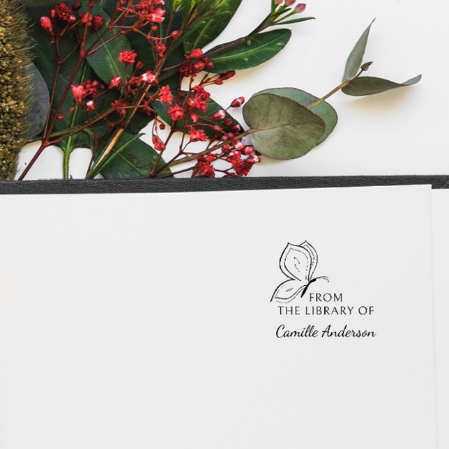 Modern Script Anpassningsbar Bibliotek Bok Simple  Stämpel (Skapare uppladdad)