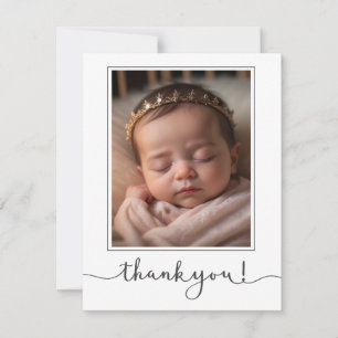 Modern Script Anpassningsbar Nyfödd Baby Photo Tac Inbjudningar
