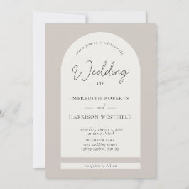 Modern Script Arch Ram Taupe Ecru Bröllop Inbjudningar