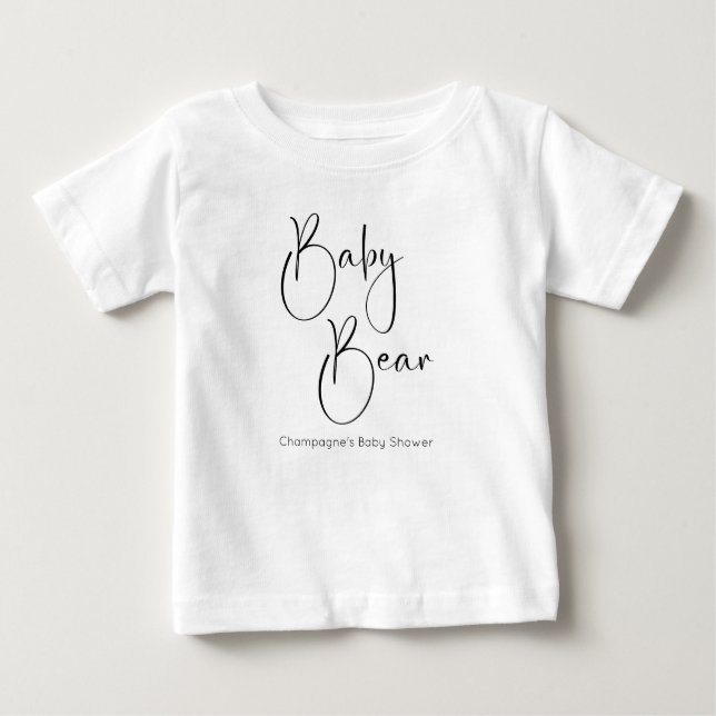 Modern Script Baby Bear T-Shirt (Framsida)