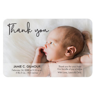 Modern Script Baby Photo Tack Magnet