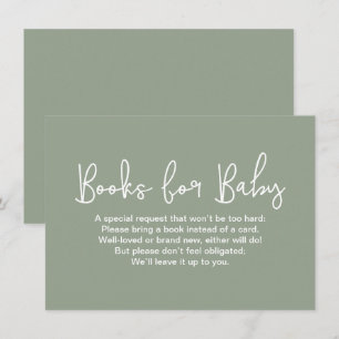 Modern Script Baby shower Bok Begäran Sage Grön Tilläggskort