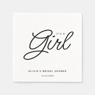 Modern Script Baby Shower Det är en flicka Pappersservett