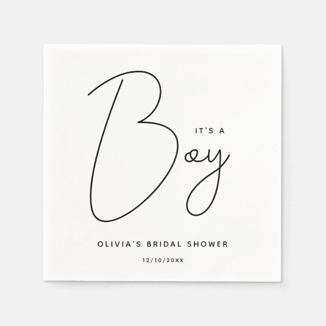 Modern Script Baby Shower Det är en pojke Pappersservett (Framsidan)