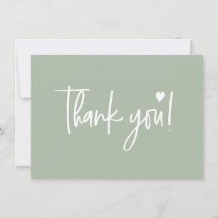 Modern script Baby Shower Sagegrön Tack Kort